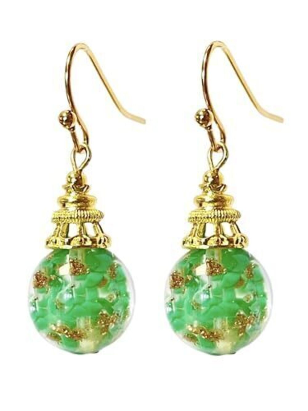 6229 Multicolored Murano Style Glass Earrings with 18k Gold Sparkles